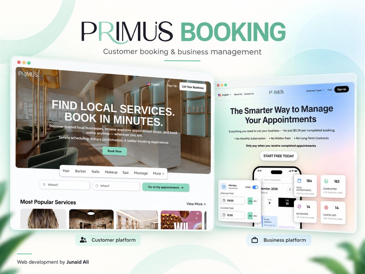 Primus Booking project screen 1